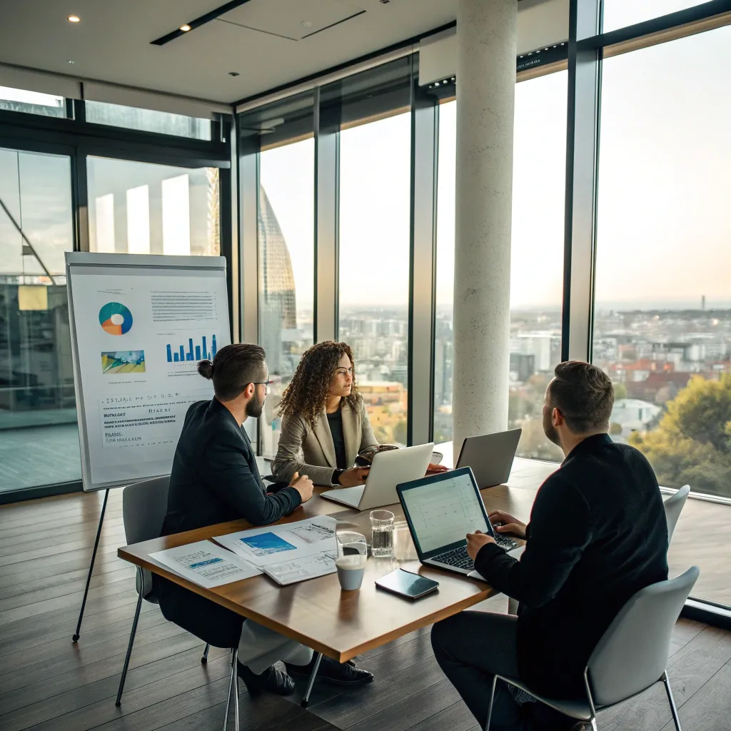 Marketing team discussing global strategies